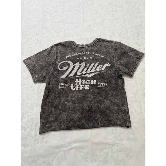 Mens Miller High Life Cropped T Shirt Grey Size Small - Picture 3 of 7